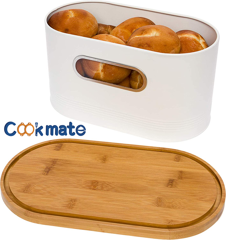 Modern Bread Box with Bamboo Lid Best Bread Bin