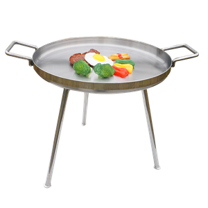 Outdoor Kitchen Camping Cookware Set Stainless Steel Round Flat Pan with Removable Holder From Guangdong