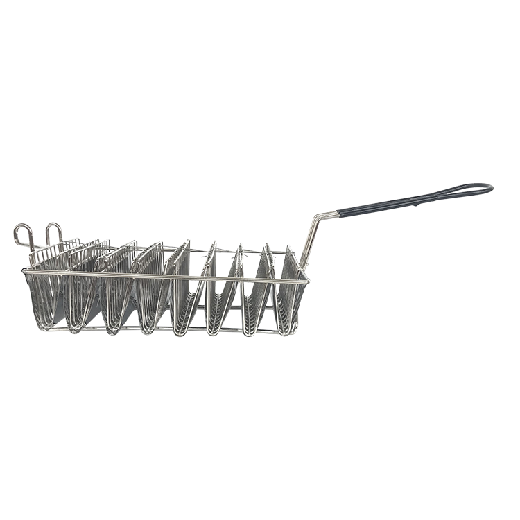 Kitchen Cookware Wire Taco Panier Deep Fry Basket with Plastic Handle for Restaurant