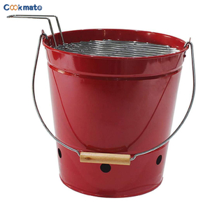 Outdoor Camping Cooking Bamboo Anti -Scald Handle Black Charcoal Barbecue Bucket BBQ Grill