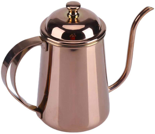 Stainless Steel Coffee Pot Tea Kettle Gooseneck Drip Coffee Tea Kettle Coffee Pot Teapot for Cafe House Home 650ml Gold