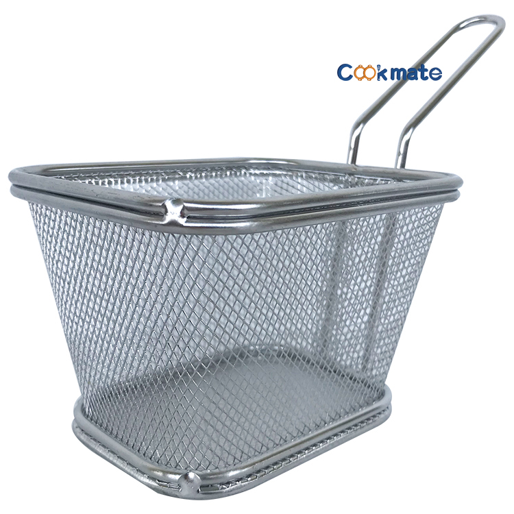 COOKMATE High Quality French Fries Baskets Stainless Steel Wire Mesh Mini Fry Basket With Handle