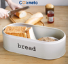 COOKMATE Vintage Medium Tin Bread Box with Bamboo Top Kitchen Countertop Organizer White Black Red Bule Color