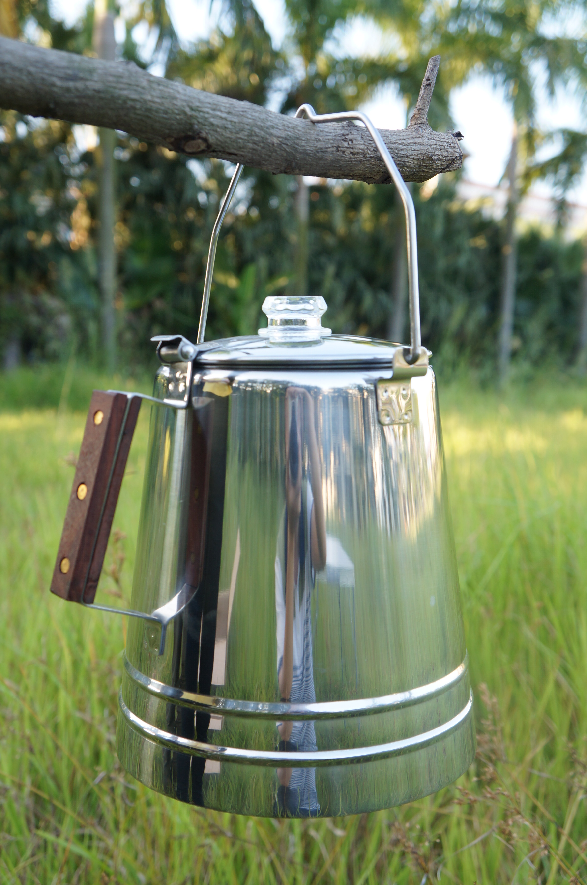 Outdoor Camping Tea Kettle Stainless Steel Hiking Pot Portable Percolator Coffee Pot with Handles And Lids for Camping Picnic