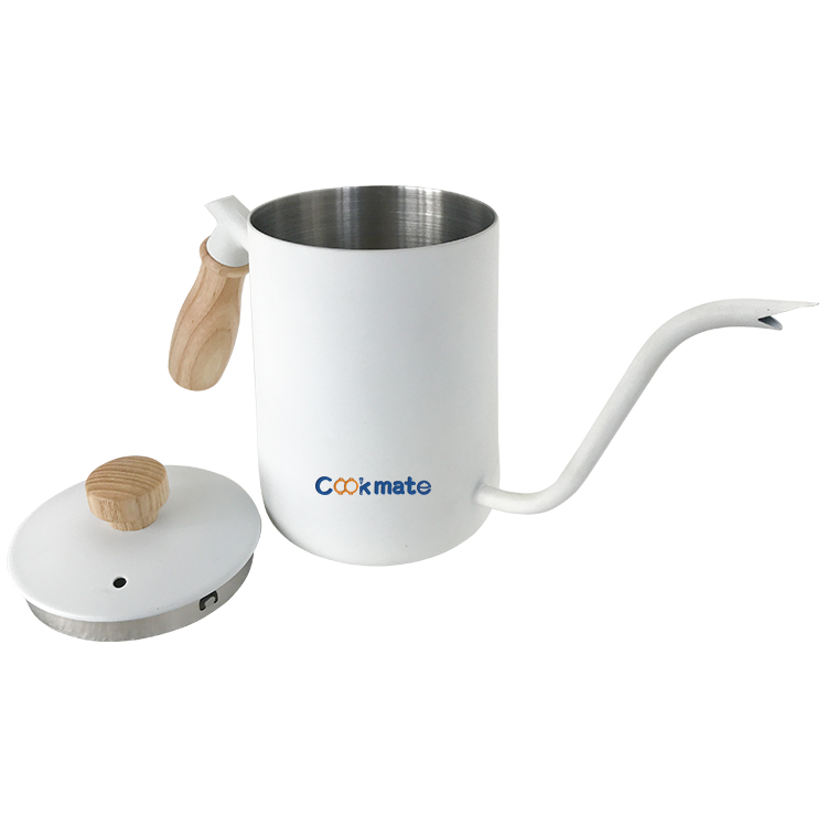 Stainless Steel Gooseneck Tea Kettle Long Narrow Spout Coffee Maker With Solid Wooden Handle