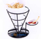 French Fries Cone & dipping Cup Holder, Classical Black Metal Diner Stand Holder French Fries