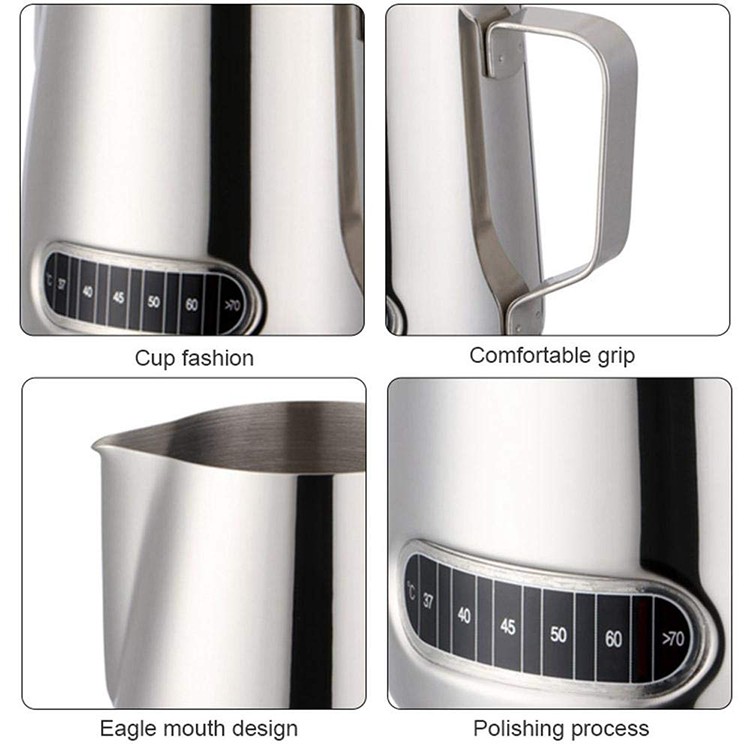 304 Stainless Steel Steaming Pitcher For Measuring Latte Milk Frothing Pitcher Jug