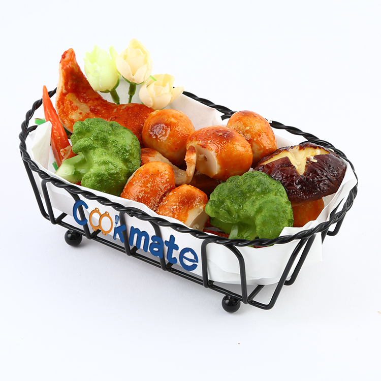 Cookmate high quality black powder coating oval elegant shape braid lace frenchfries bread loaf basket baking dishes & pans