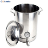 10 Gallon Home Beer Brew Kettle Pot Pre Drilled Tri Ply Bottom Thermometer, Ball Valve Spigot - Home Brewing Supplies