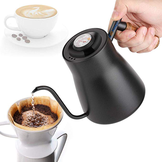 Cookmate Pour Over Flow Spout And Thermometer Barista Standard Gooseneck Coffee Kettle