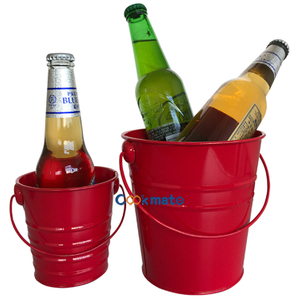 China Supplier Bar Accessories Portable Party Drink Chiller Round Metal Beer Ice Buckets With Handle