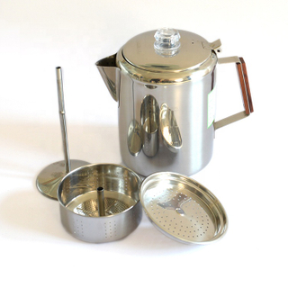 Cookmate Classic Stainless Steel Yosemite 9 Cups Coffee Percolator Kettle Pot Maker Making Silver