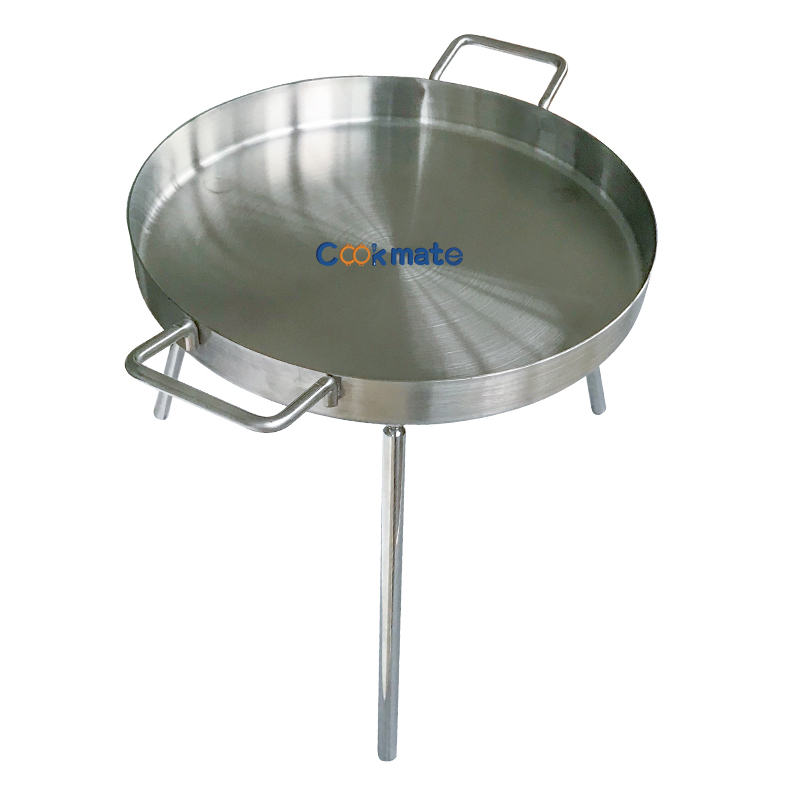 Outdoor Kitchen Cookware Cooking Ware Round Stainless Steel Frying Pan With 3 Legs