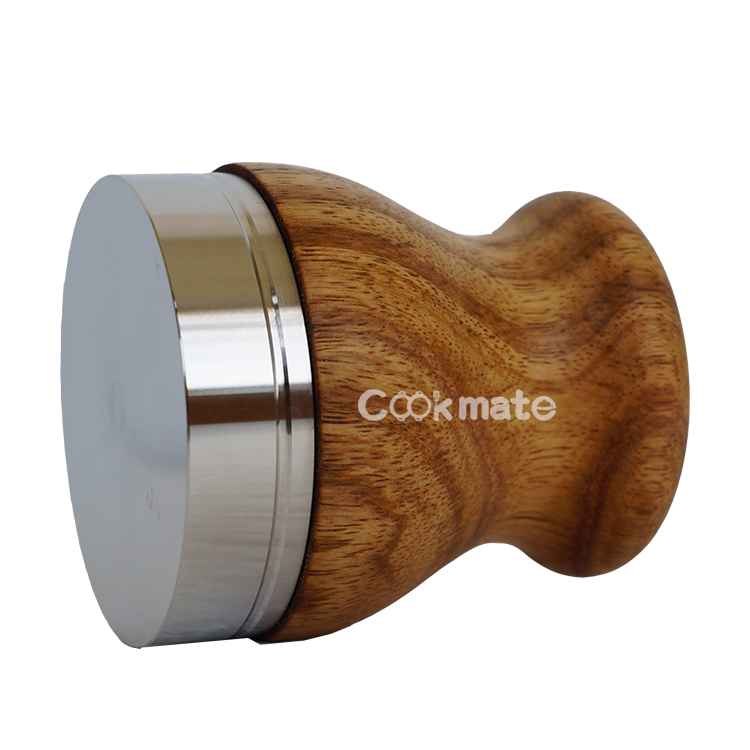 Coffeeshop Accessory Wood Handle 304 Stainless Steel Flat Base Calibrated Coffee Tamper