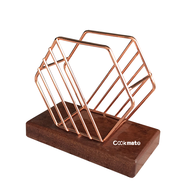 Cookmate 100Pcs Filtering Paper Storage 304 Stainless Steel Showing Frame Wood Shelf With Metal Basket