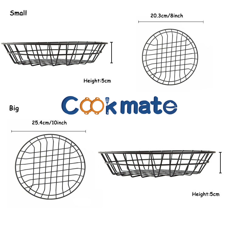 Cookmate10inch Round stainless steel metal Serving Basket Fast Food & Bread Holder French Fries Baskets