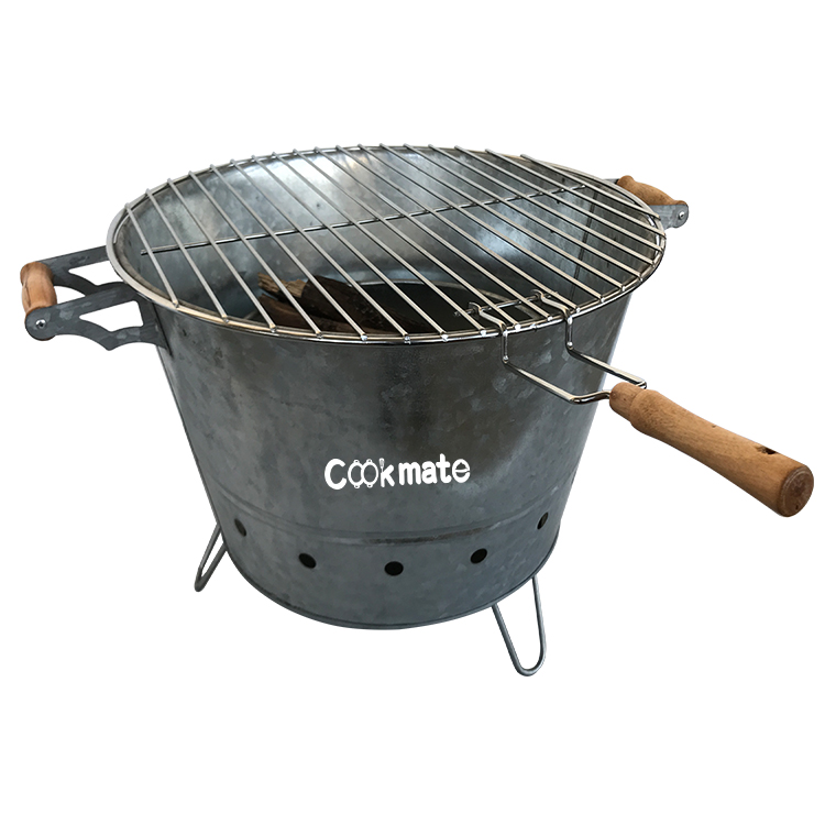 Portable Adjustable Height Barbeque Charcoal Bucket Grill With Handle Bundle
