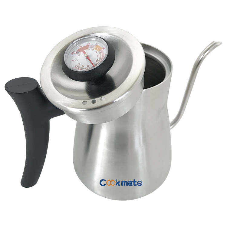 French Style Drip Coffee Maker Pot Tea Kettle Top With Built-In Thermometer