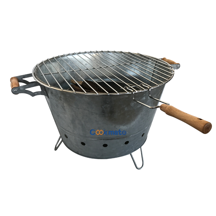 COOKMATE Silver Easily To Use And Clean Portable Galvanized Bucket BBQ Grill