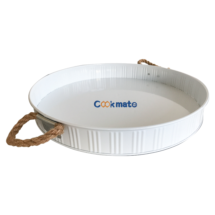 Customized Stainless Steel Metal Iron Round Serving Tray Rectangle Metal Tea Tray